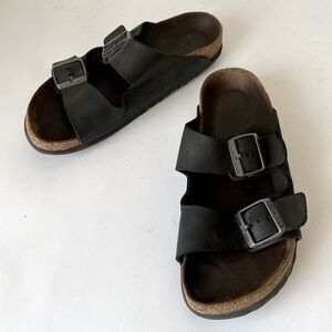 Birkenstock Black Leather Sandals Comfortable Durable US 8 - 8.5 Casual Travel